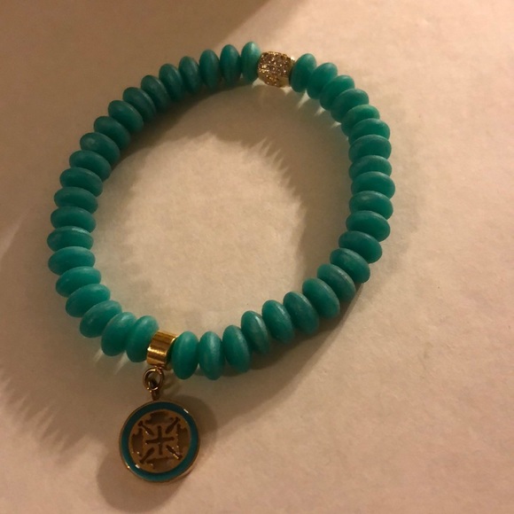 Turquoise & Gold Rustic Cuff - Picture 2 of 4